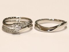 山口県下関市の長尾様ご夫妻の婚約指輪と結婚指輪セットリング