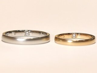 広島市中区西原様ご夫妻の結婚指輪内側に双子ダイヤ