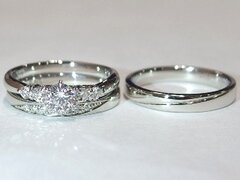 広島市安芸区花岡様ご夫妻の婚約指輪と結婚指輪セットリング