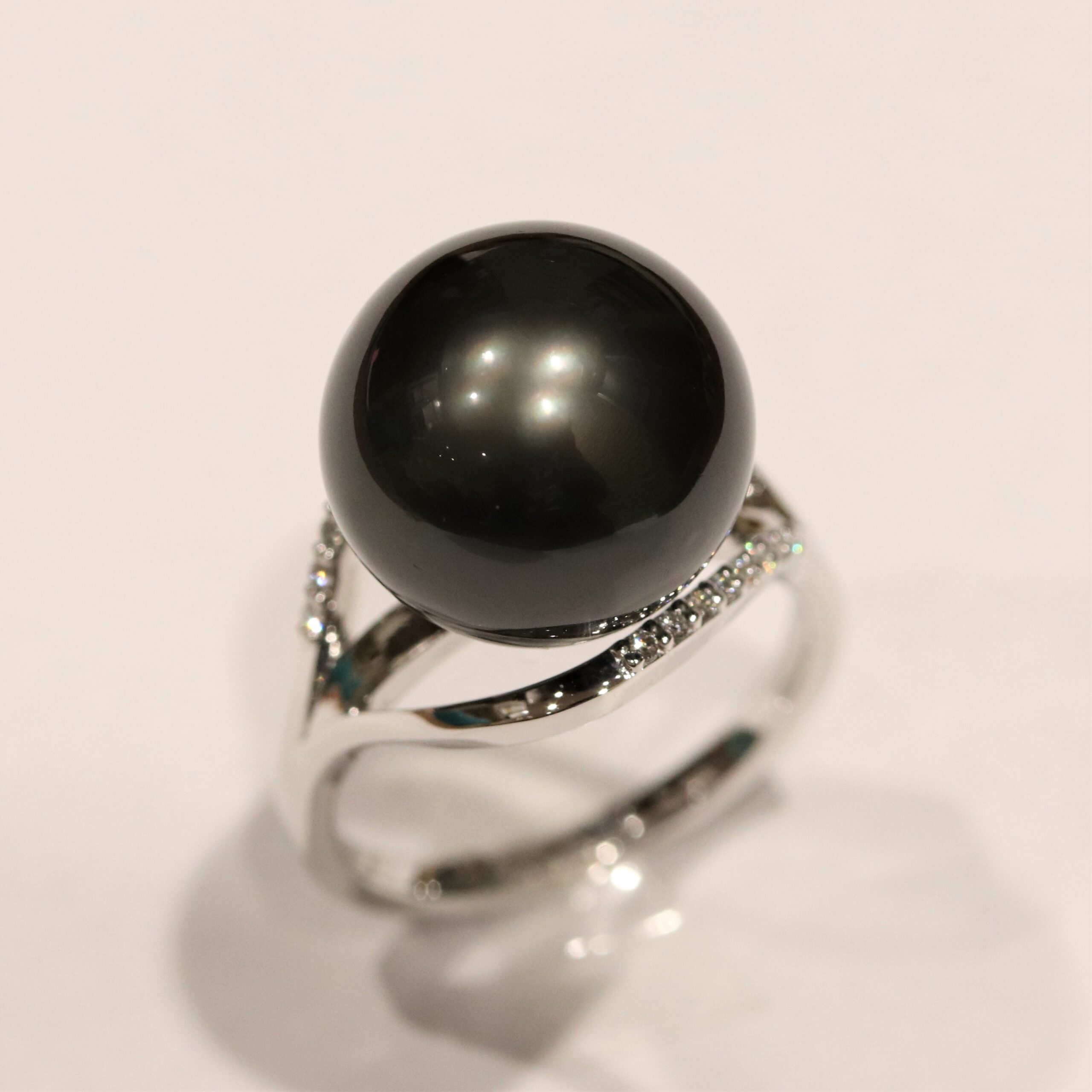 広島市安佐南区M様 オーダーメイドのプラチナ黒蝶パールリング