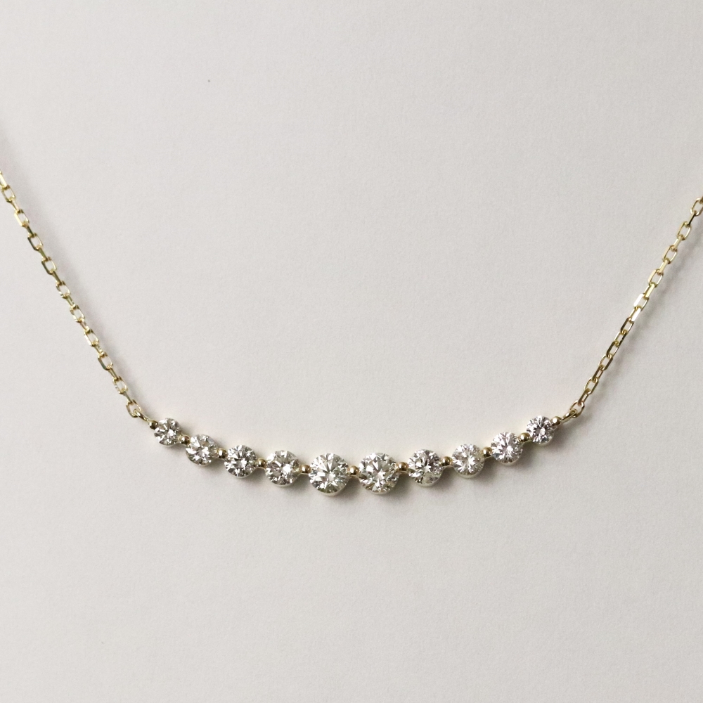 広島市中区T様 K18ダイヤ10石プチネックレスリフォーム後