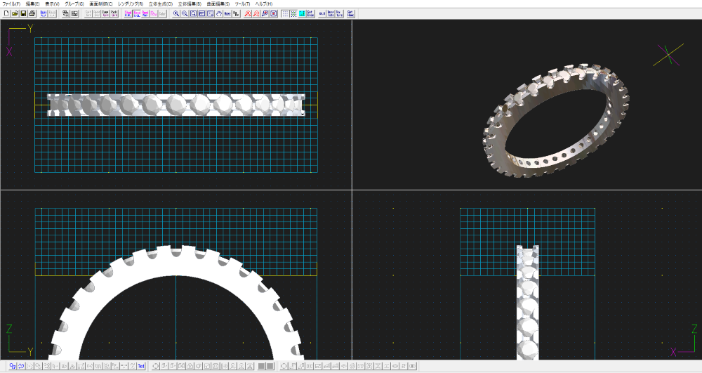 広島市西区M様　プラチナダイヤフルエタニティリングオーダーメイド３DCAD