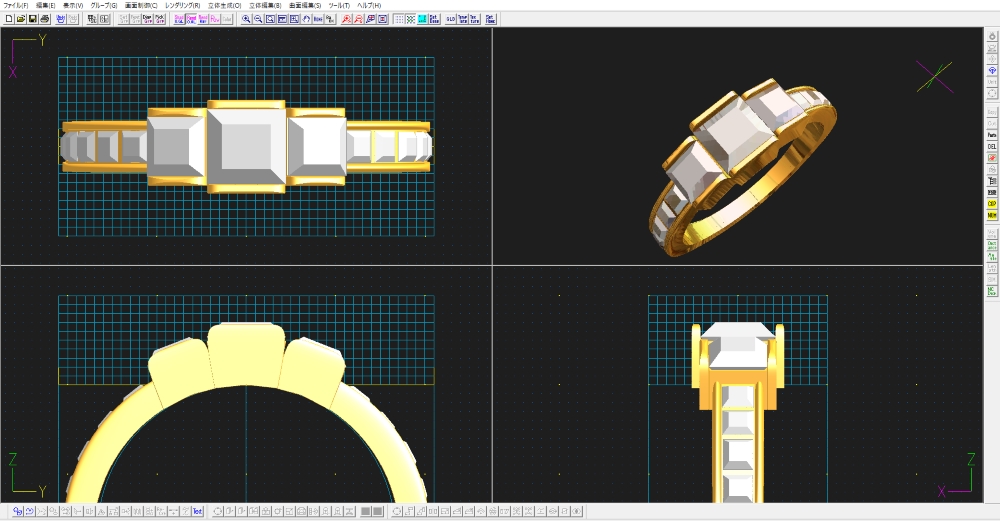 広島市安佐南区H様 K18ダイヤリングリフォーム3DCAD