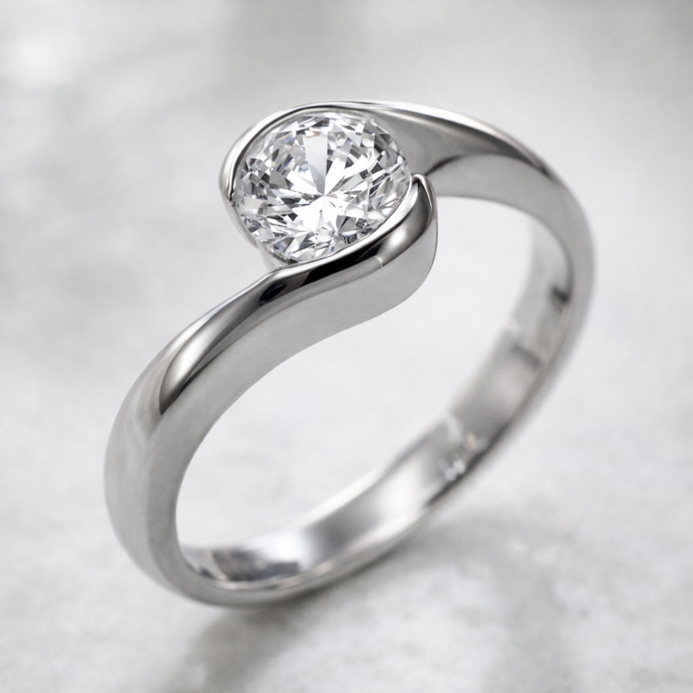 広島市西区K様　プラチナダイヤリングオーダーメイド斜め